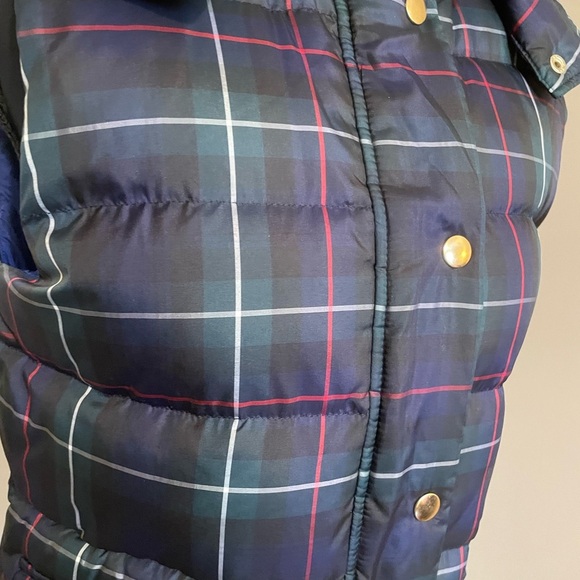 J. Crew Puffer Vest Women's Size S Quilted Stewart Tartan Plaid Pockets Full Zip - Picture 9 of 11